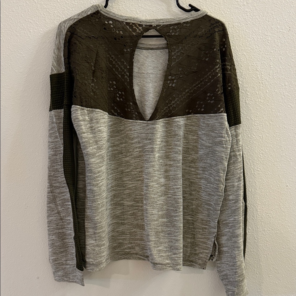Hem & Thread Olive Lace Accent Top - Picture 3 of 5